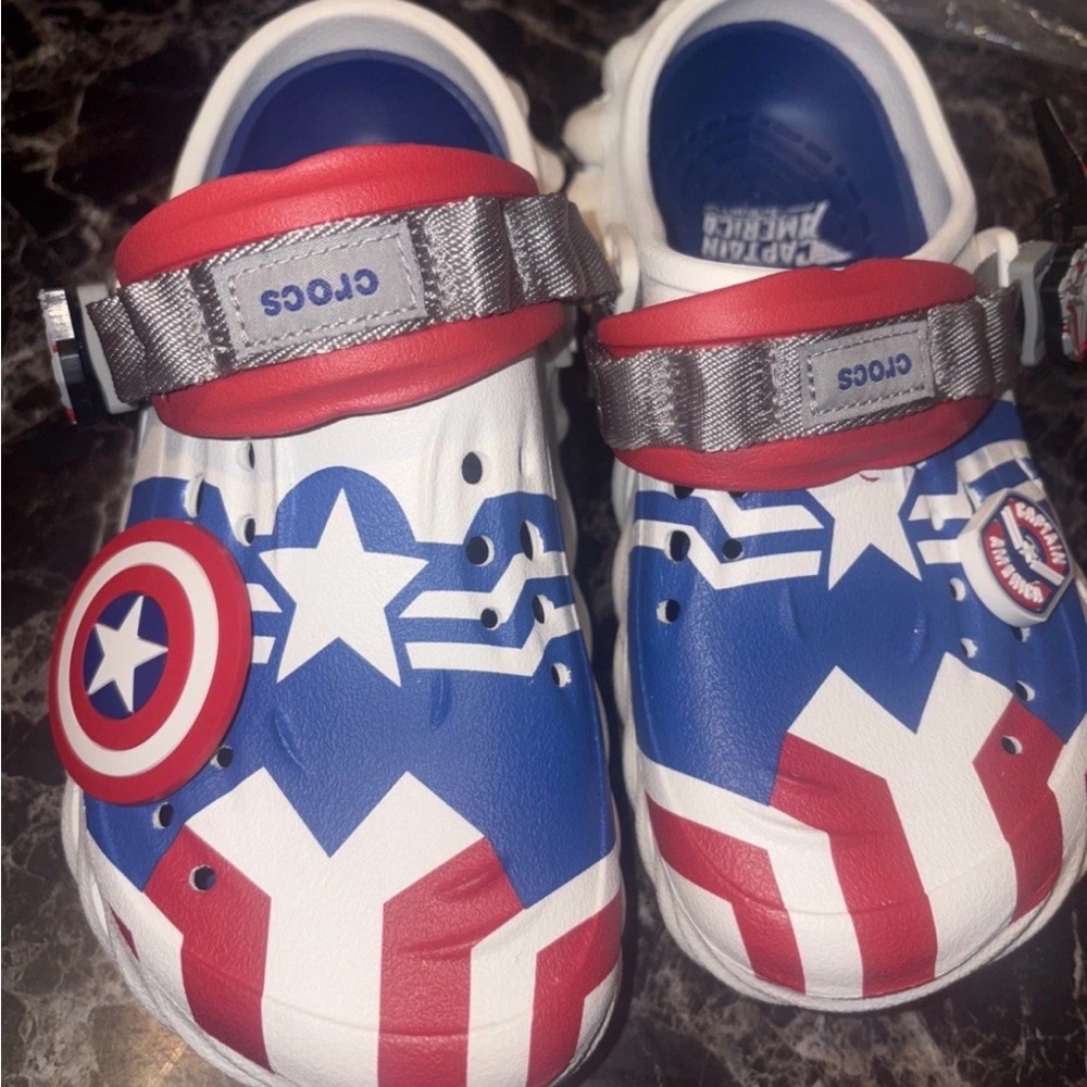 CROCS Kids Superhero Slippers - Red, Blue, White